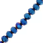 Perles rondelles facettées - rondes aplaties -8.5x6 mm Blue Iris x40cm