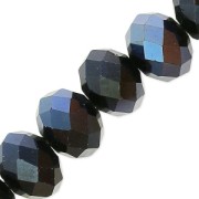 Perles rondelles facettées - rondes aplaties -7.5x6 mm Jet Hematite x40cm