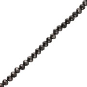 Perles rondelles facettées - rondes aplaties - 8x6.5 mm Jet Hematite x40cm
