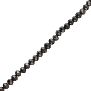 Perles rondelles facettées - rondes aplaties - 8x6.5 mm Jet Hematite x40cm