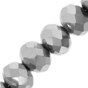 Perles rondelles facettées - rondes aplaties -8.5x6 mm Argenté x40cm