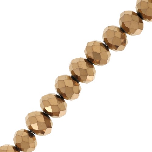 Perles rondelles facettées - rondes aplaties - 8x6.5 mm Golden x40cm