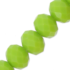 Perles rondelles facettées - rondes aplaties -8x6 mm Olivine Opaque x40cm