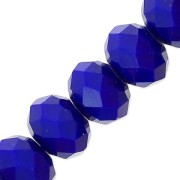 Perles rondelles facettées - rondes aplaties -8x6 mm Dark Cobalt Opaque x40cm|raw }}