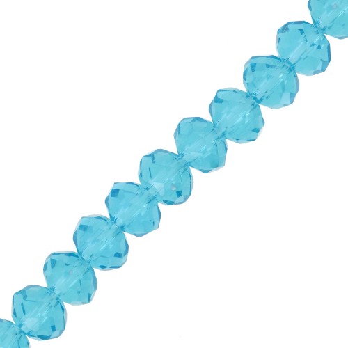 Perles rondelles facettées - rondes aplaties -8x6 mm Aquamarine x40cm