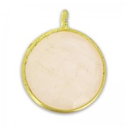 Breloque ronde facettée 12 mm Argent 925 plaqué or/Quartz Rose x1|raw }}