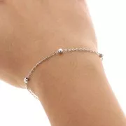 Chaîne maille forçat ovale 1.5 mm perles rondes 3.5 mm - Acier inoxydable x98cm