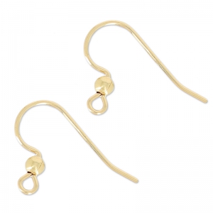 Crochets d'oreilles avec boule 14 mm en Gold filled (or laminé)   x2