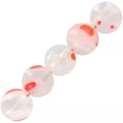 Rondes Millefiori  6 mm Crystal fleurs Rouge x15
