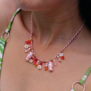 Perles rondes 4 mm en pierre gemme Calcedoine rose x20