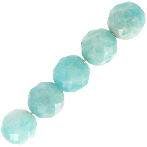 Perles Rondes facettées 8 mm pierre gemme Amazonite x10