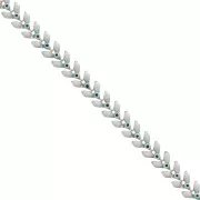 Chaîne maille chevron en épis résine époxy oeil 6.3 mm Blanc/Mint doré x 20cm