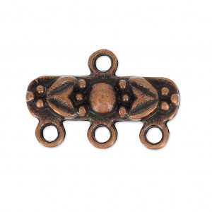 Embout 3 rangs motif fleur 20x13 mm cuivré vieilli x1