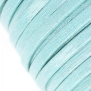 Lacet cuir double pailleté vernis motif quadrillage 5 mm Bleu Ciel x 50cm