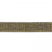 Lacet cuir double pailleté vernis motif quadrillage 5 mm Taupe x 50cm