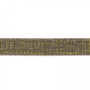 Lacet cuir double pailleté vernis motif quadrillage 5 mm Taupe x 50cm