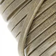 Lacet cuir double pailleté vernis motif quadrillage 5 mm Taupe x 50cm