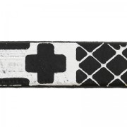 Lacet cuir motifs géométriques 10 mm Noir/Argenté x50cm|raw }}