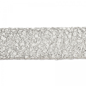 Lacet cuir double façon daim métallisé craquelé 10 mm Silver x 50cm