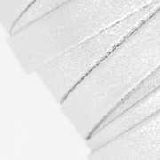 Lacet cuir double façon daim métallisé craquelé 10 mm Silver x 50cm