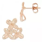 Clous d'oreilles trio de fleurs 13.2 mm doré rose HQ x2