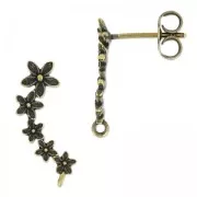 Clous d'oreilles 5 fleurs 19.5 mm bronze x2