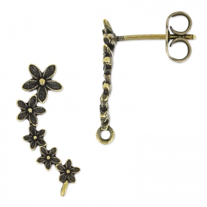 Clous d'oreilles 5 fleurs 19.5 mm bronze x2