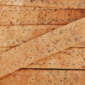 Lacet liège double surpiqué 10 mm Naturel x 50cm