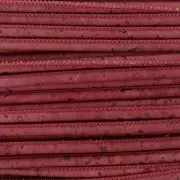 Cordon liège surpiqué 3 mm Bordeaux x 50cm