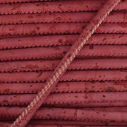 Cordon liège surpiqué 3 mm Framboise x 50cm|raw }}