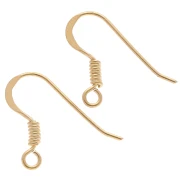 Crochets d'oreilles 17 mm - Argent 925 doré à l'or fin x2