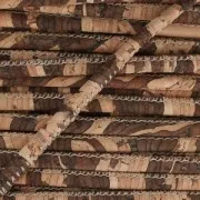 Cordon liège surpiqué 3 mm Naturel/Brun x 50cm