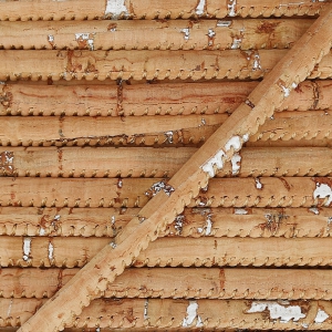 Cordon liège surpiqué métallisé 3 mm Naturel/Argenté x 50cm