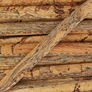 Cordon liège surpiqué motif marbré 4 mm Naturel x 50cm