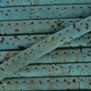 Lacet liège replié surpiqué 6 mm Bleu Gris x 50cm