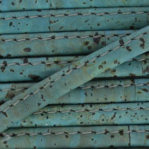 Lacet liège replié surpiqué 6 mm Bleu Gris x 50cm