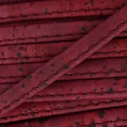 Lacet liège replié surpiqué 6 mm Bordeaux x 50cm|raw }}