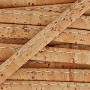 Lacet liège replié surpiqué 6 mm Naturel x 50cm|raw }}