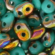SuperDuo 2,5x5 mm Green Turquoise Sliperit x10g|raw }}