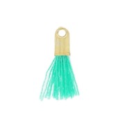 Pompon imitation coton 10-14 mm Green Turquoise/doré