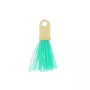 Pompon imitation coton 10-14 mm Green Turquoise/doré