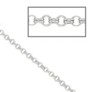 Chaîne maille forçat double anneaux 2 mm - Argenté x1m