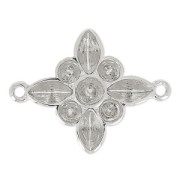 Intercalaire fleur pour cabochons PureCrystal 1028/1088 et 4228 rhodié|raw }}