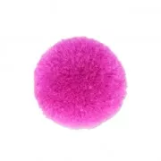 Pompon rond synthétique 2 cm Fuchsia x1