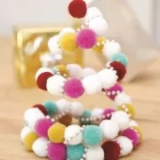 Pompon rond synthétique 2 cm Light Rose x1