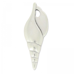 Pendentif coquillage 33 mm Placage Argent fin vieilli x1