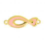Intercalaire poisson résine époxy 2 anneaux 29 mm Light Coral/doré x1
