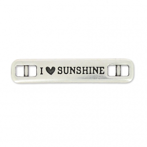 Intercalaire pour bracelet I love sunshine 36x7 mm Placage Argent fin vieilli x1
