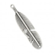 Intercalaire plume pour bracelet  45x11 mm Placage Argent fin vieilli x1|raw }}