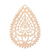 Pendentif goutte ajourée 48 mm doré rose satiné x1